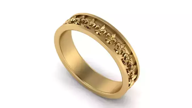 Fleur de Lis Lily Flower Channel Ring 5 mm wide US SIZES 3D print model