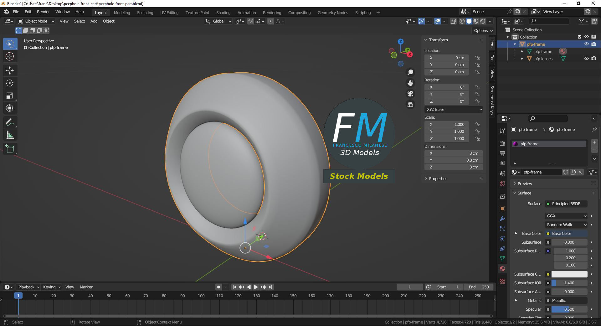 Peephole front part 3D model_9