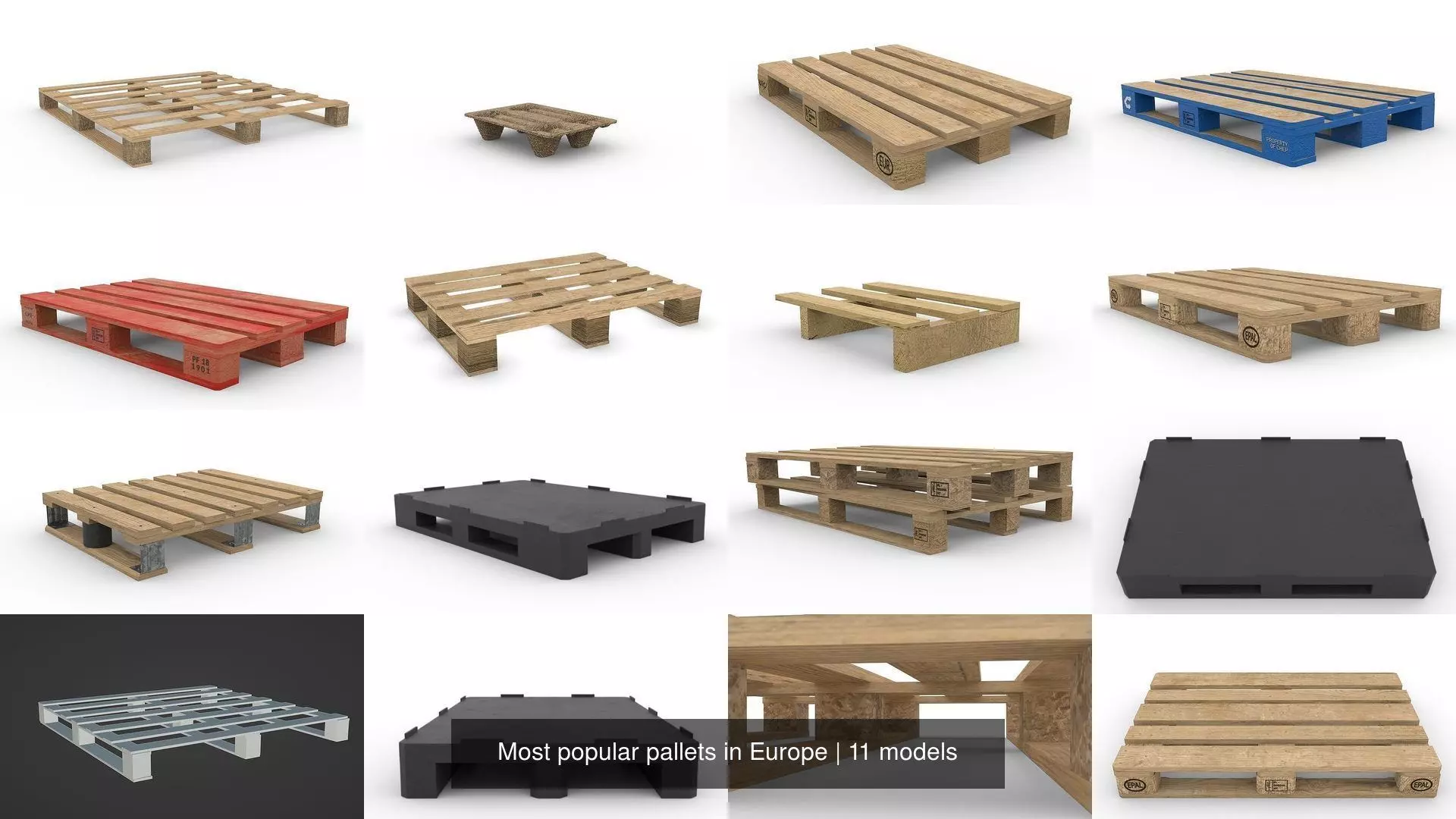 Most popular pallets in Europe 3D Model Collection_1