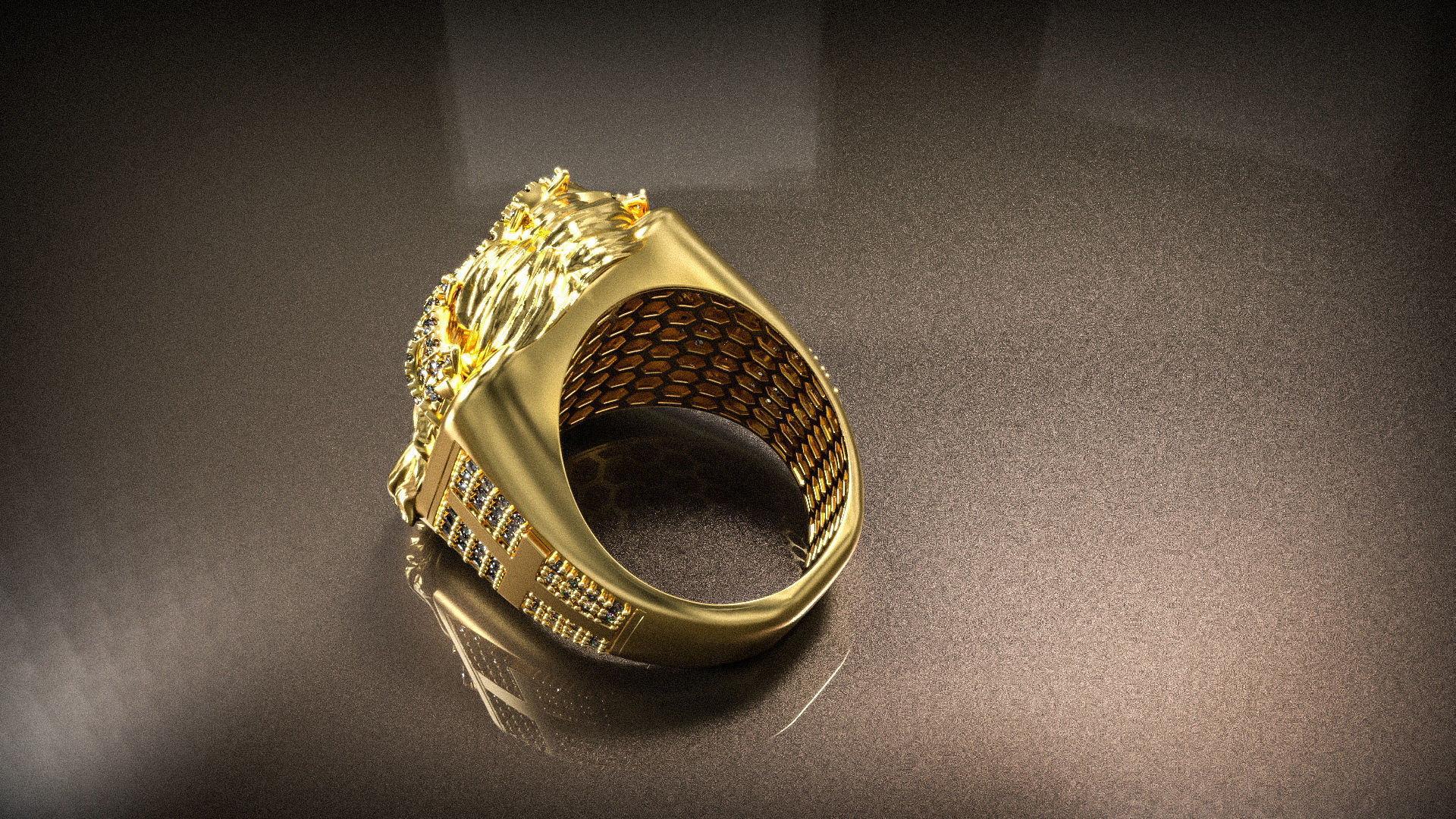 Jesus Christ Ring with Holy Cross and Diamonds 3D Model 3D print model_2