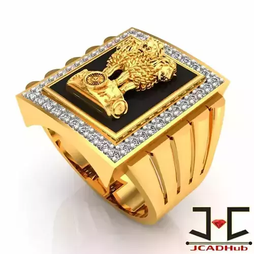 0174 - Ashok Stambh Gold Gents Ring 3D print model