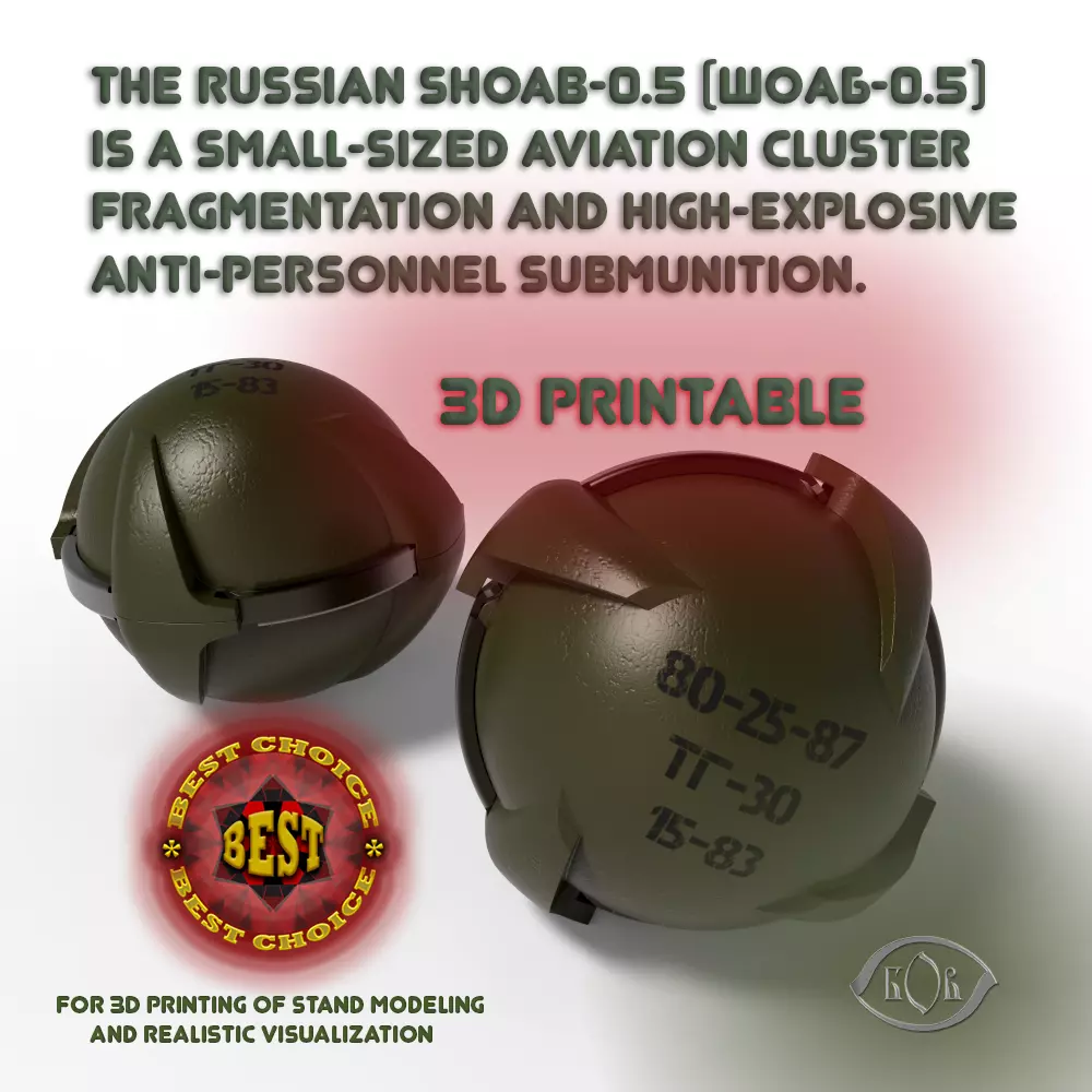 SHOAB 05 Submunition for Cluster avia Bomb Moulage 3D printable 3D model_0