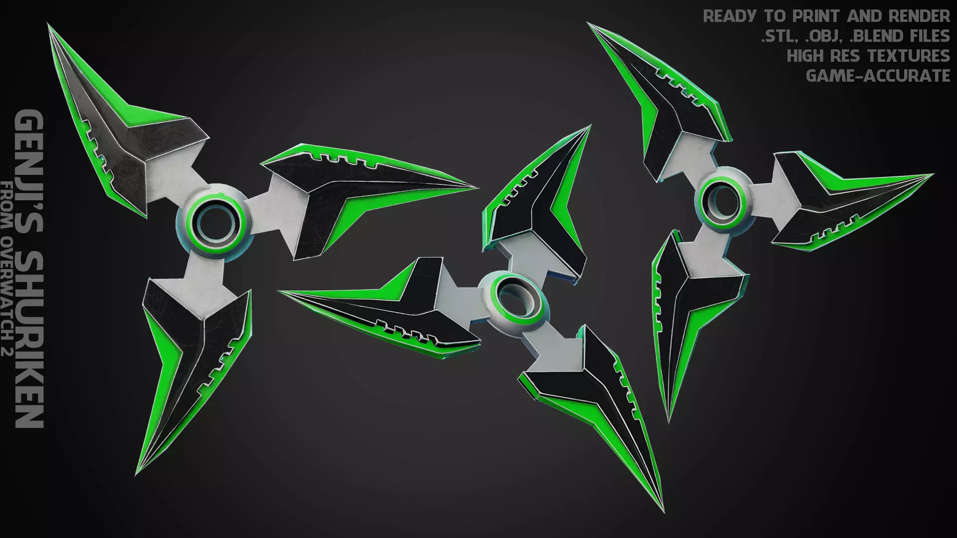 Overwatch 2 Genji Shuriken for Cosplay 3D print model_0