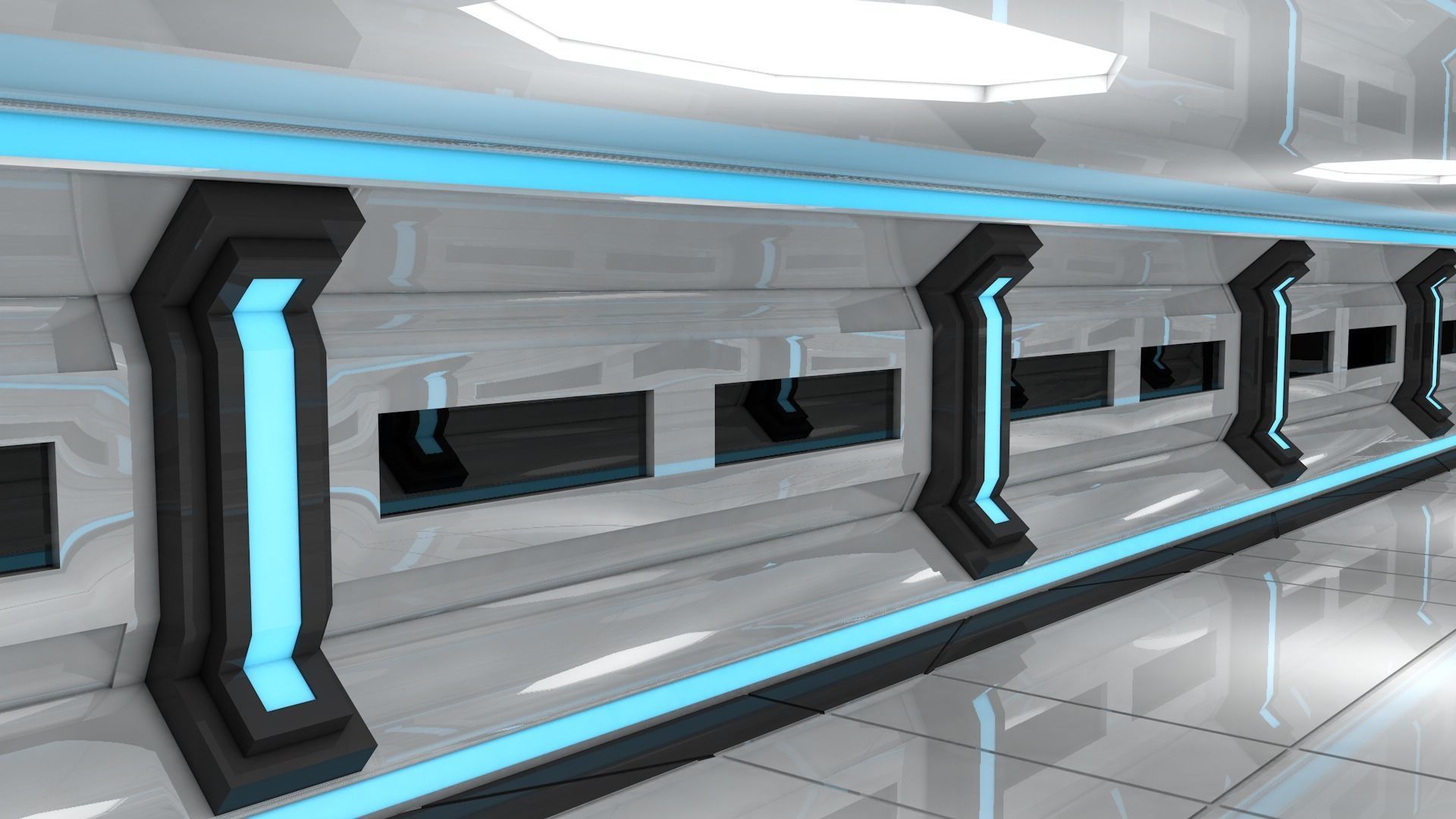 Sci Fi Corridor Low-poly 3D model_3
