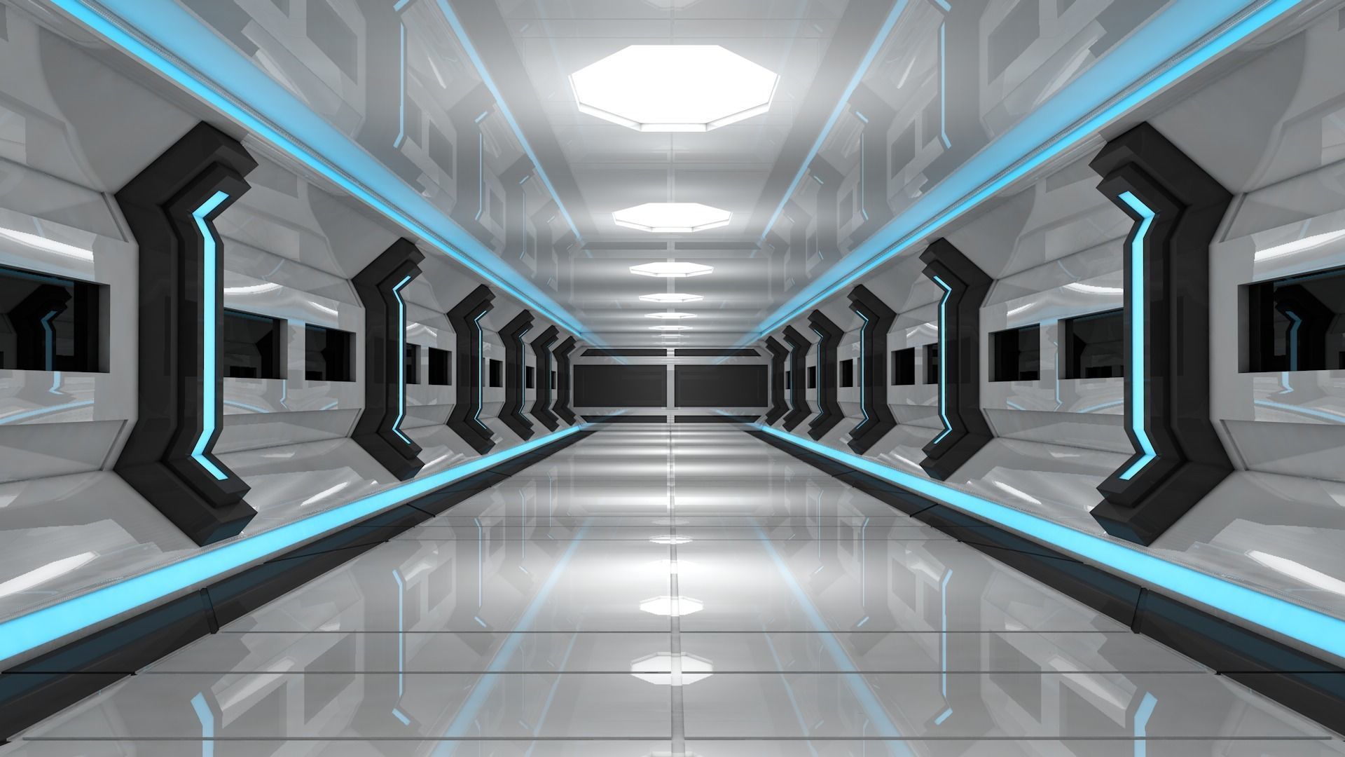 Sci Fi Corridor Low-poly 3D model_6