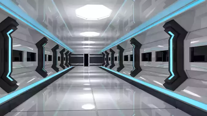 Sci Fi Corridor Low-poly 3D model
