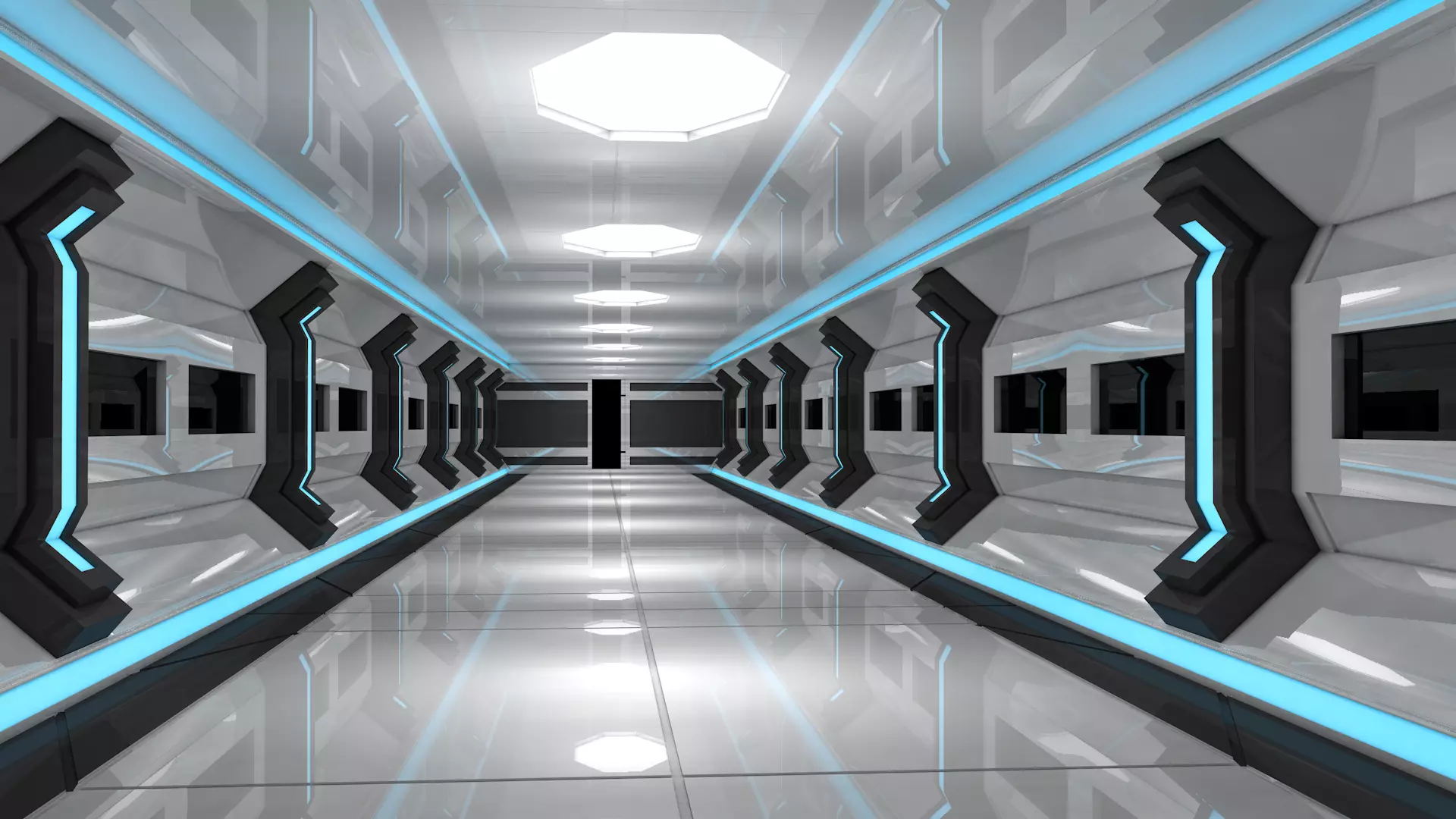 Sci Fi Corridor Low-poly 3D model_0