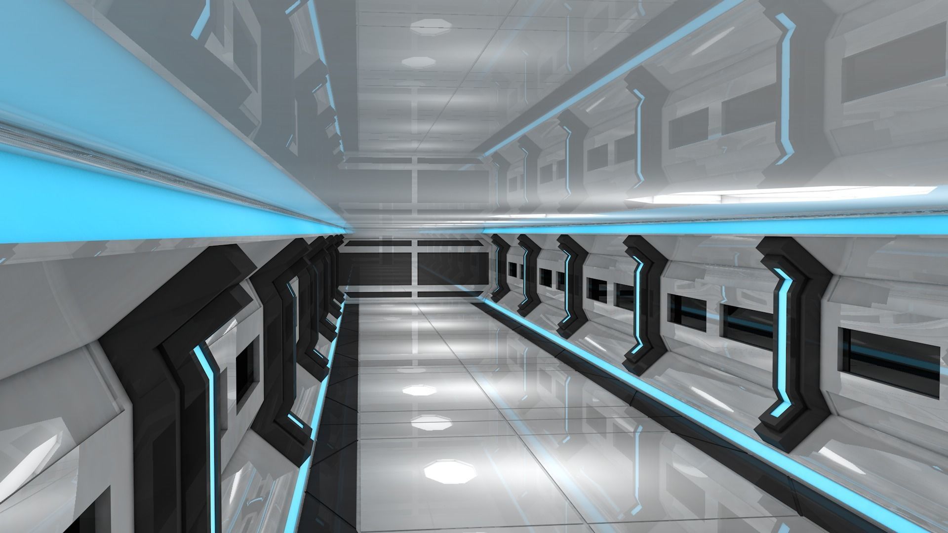 Sci Fi Corridor Low-poly 3D model_5