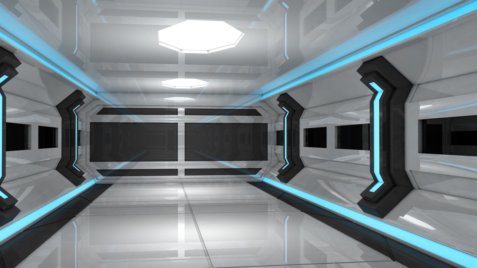 Sci Fi Corridor Low-poly 3D model_4