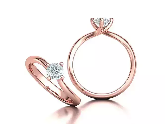 Twisted Solitaire Ring Compass 4point ring 5mm stone 