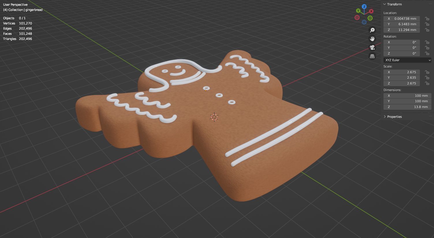 Gingerbread angel 3D model for 3D print 3D print model_19