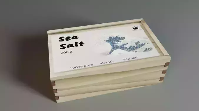 Wooden salt box Low-poly 3D model