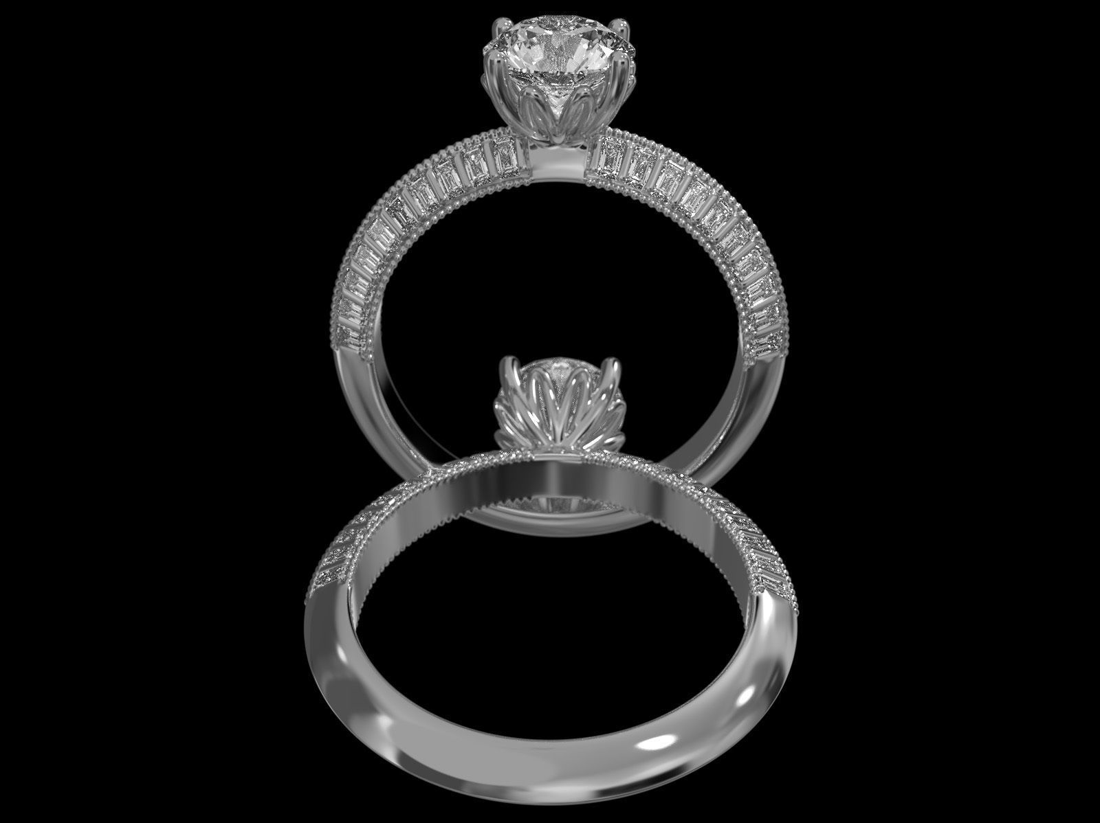 Triangle solitaire Ring 3D print model_11