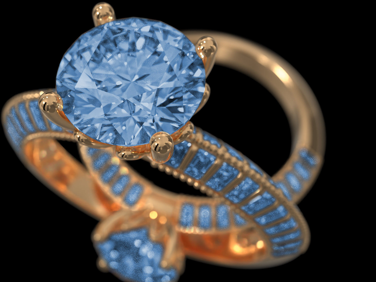 Triangle solitaire Ring 3D print model_13