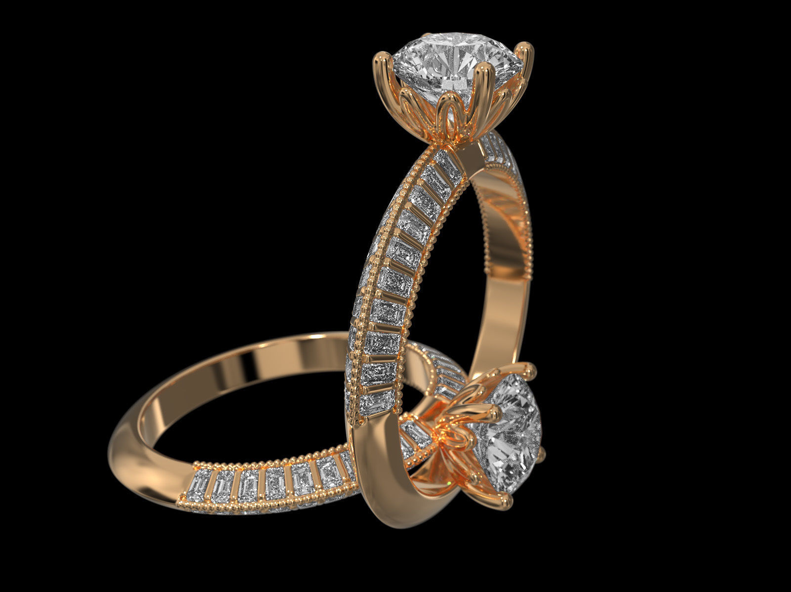 Triangle solitaire Ring 3D print model_6