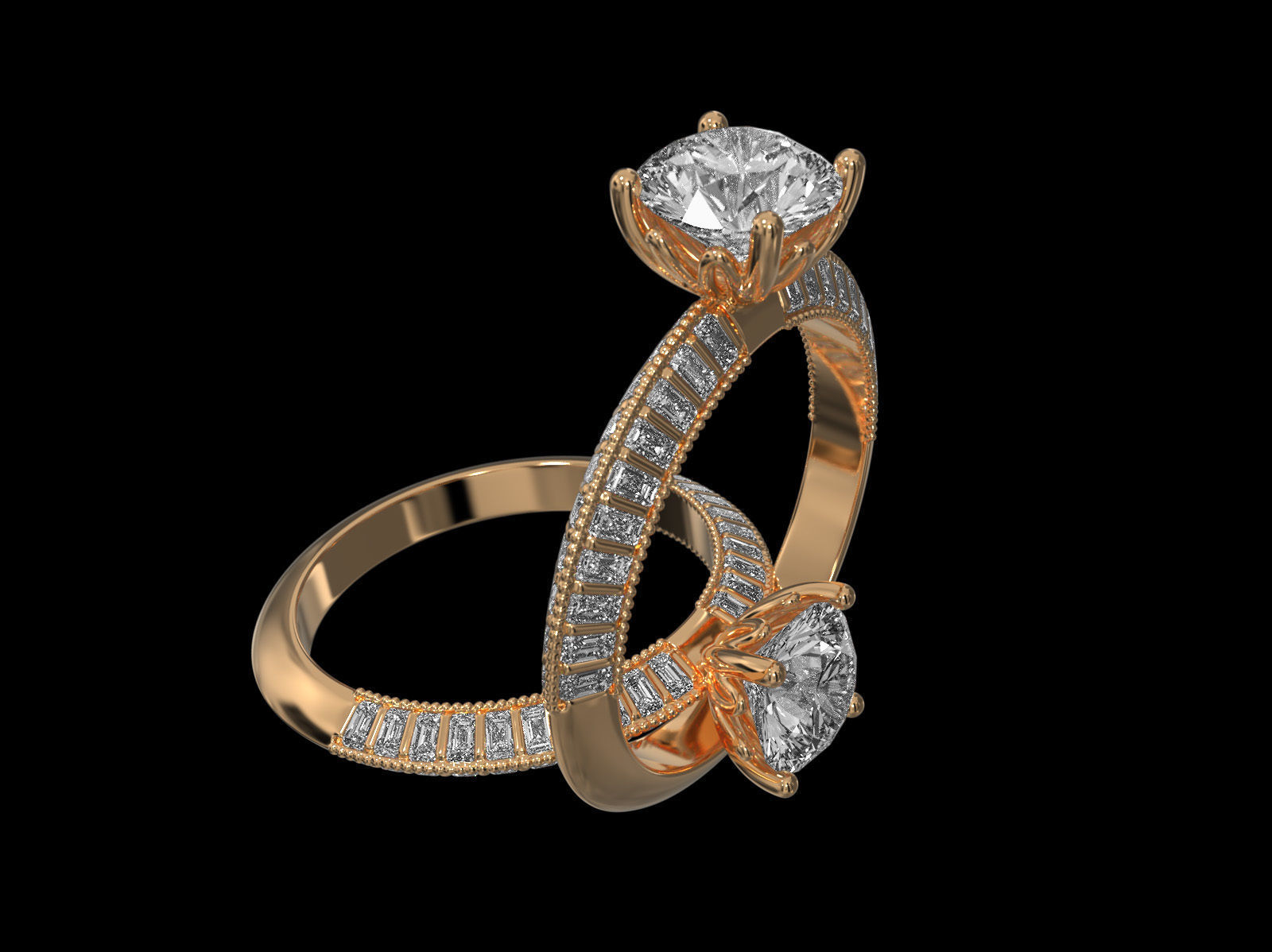 Triangle solitaire Ring 3D print model_15