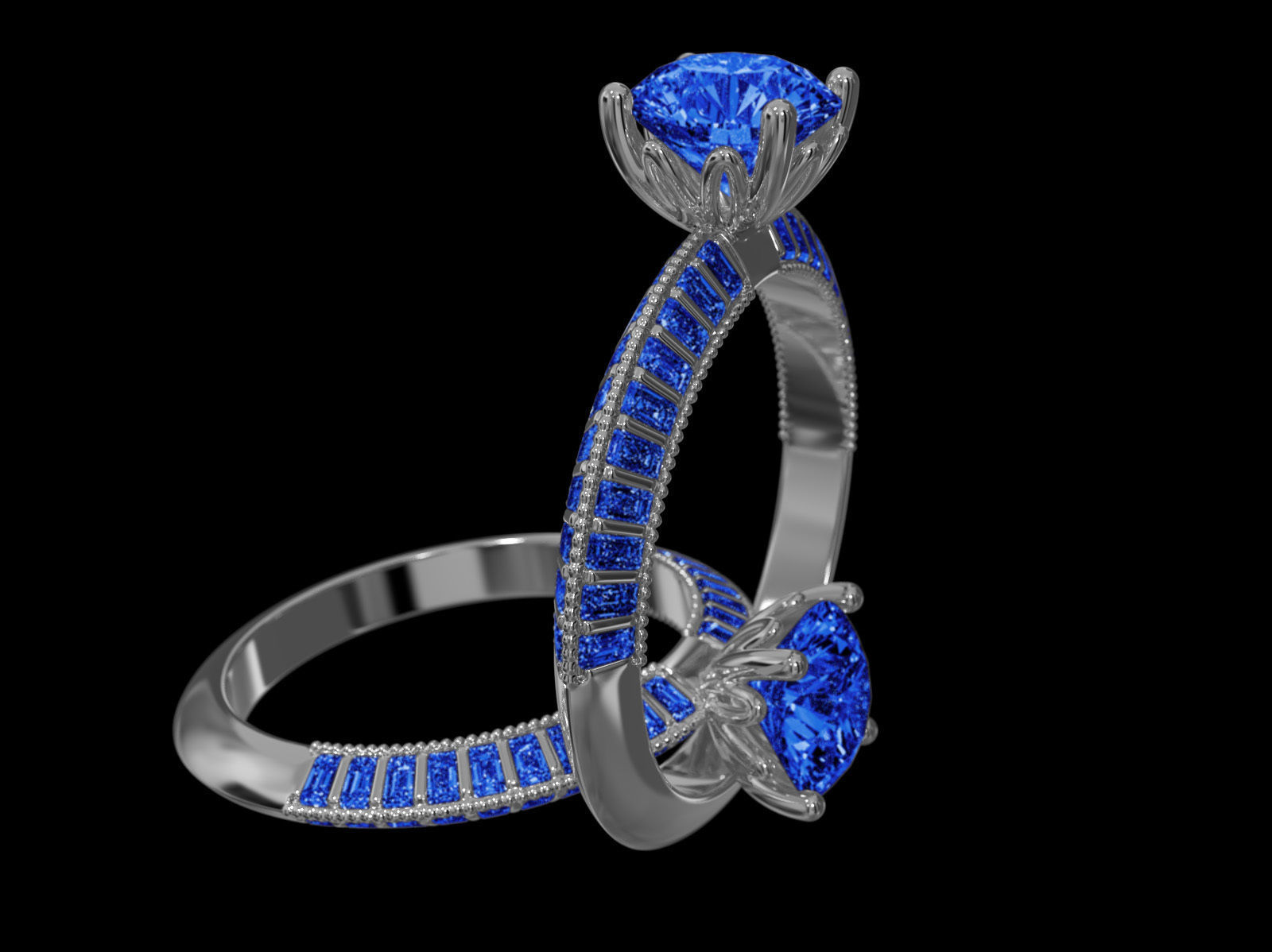 Triangle solitaire Ring 3D print model_7