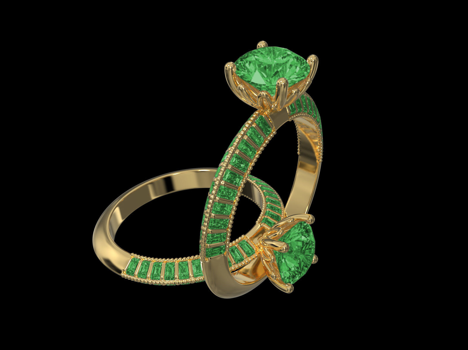 Triangle solitaire Ring 3D print model_14