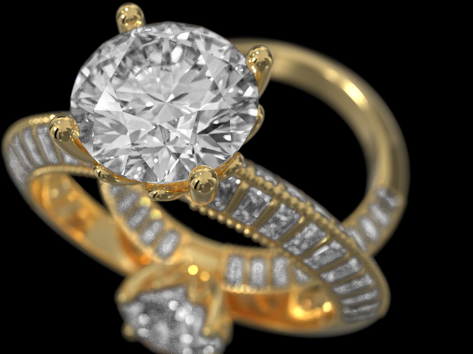 Triangle solitaire Ring 3D print model_12
