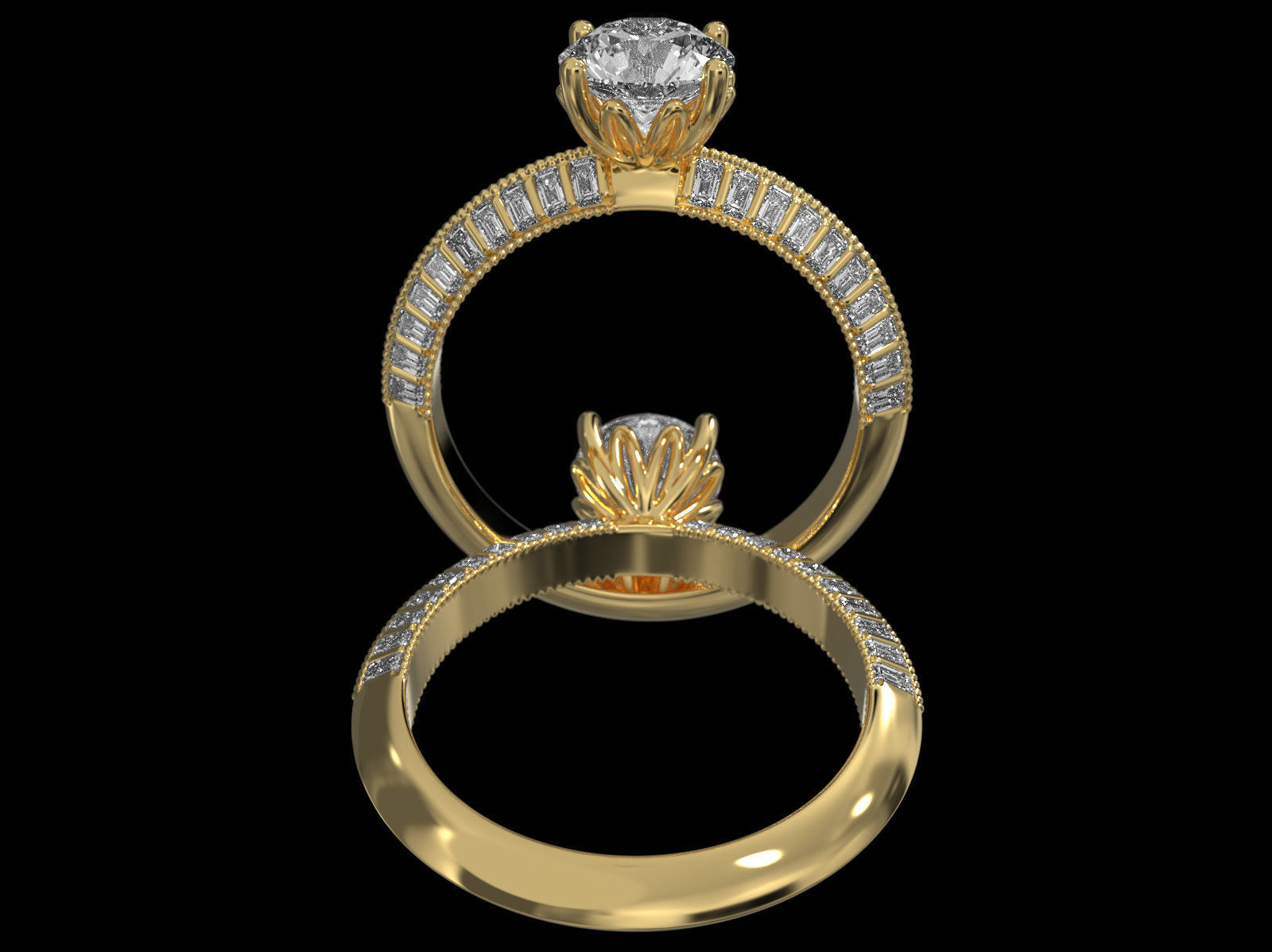 Triangle solitaire Ring 3D print model_10