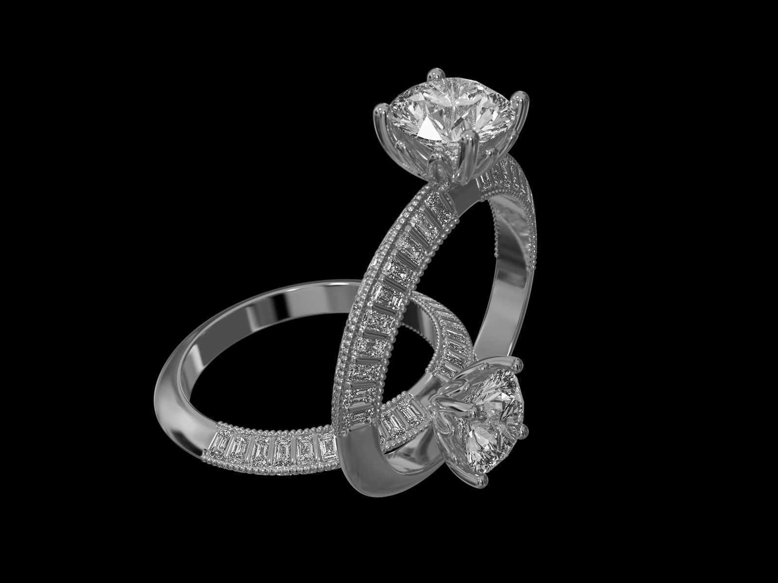 Triangle solitaire Ring 3D print model_16