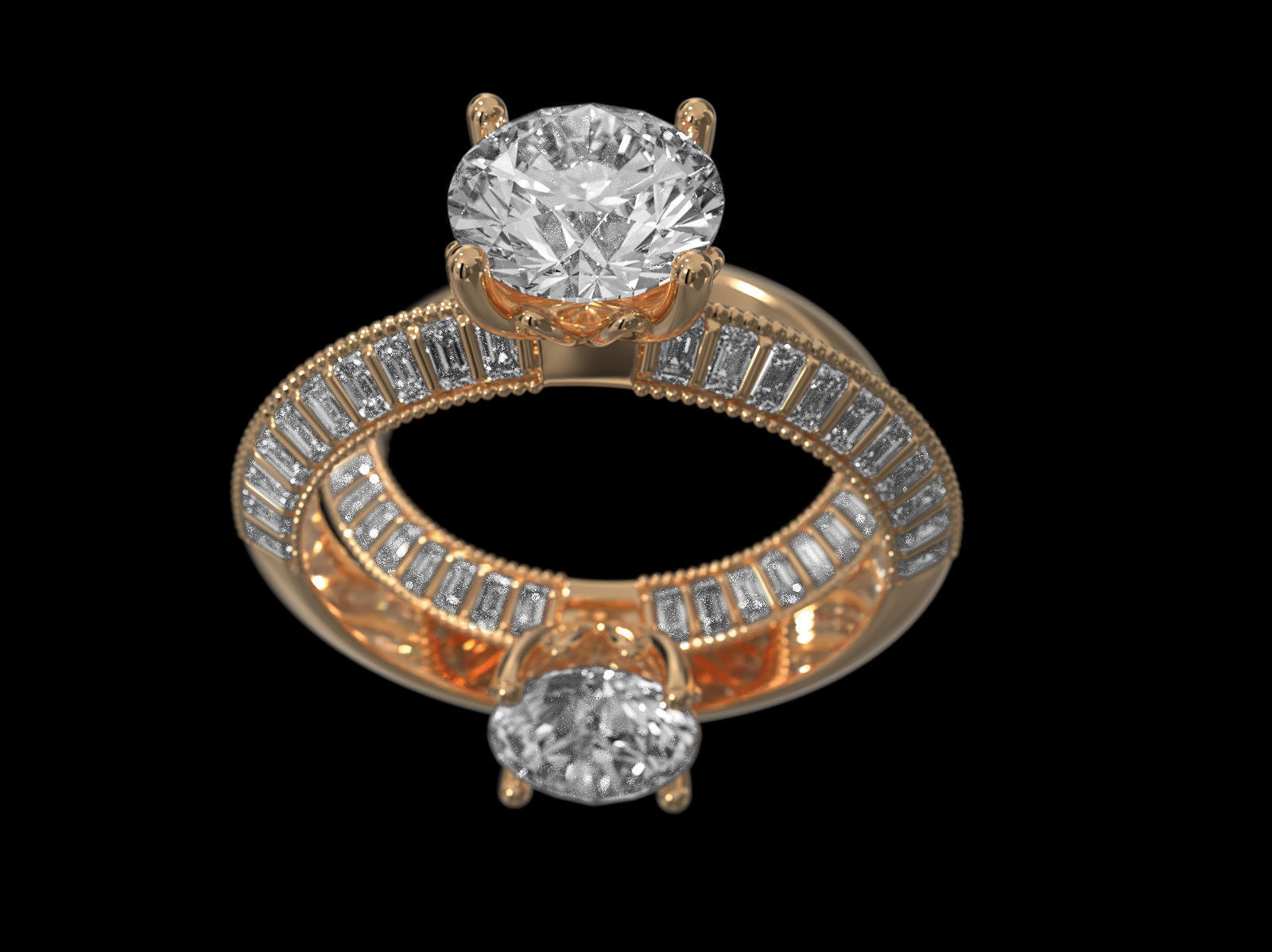 Triangle solitaire Ring 3D print model_9