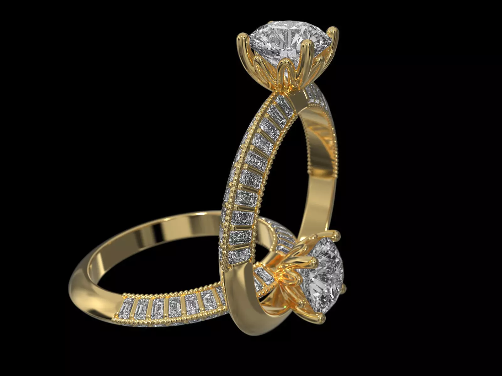 Triangle solitaire Ring 3D print model_0