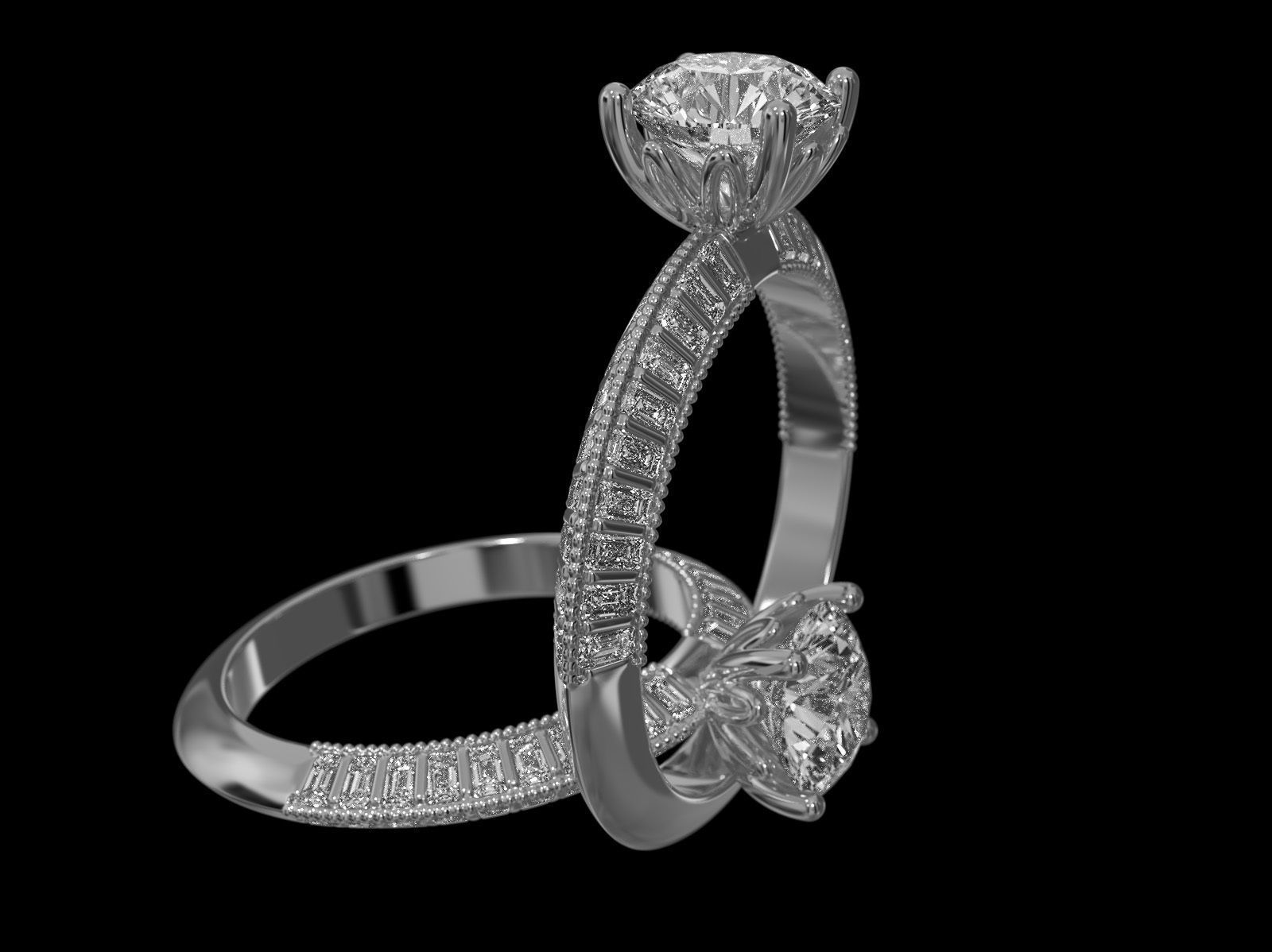 Triangle solitaire Ring 3D print model_8