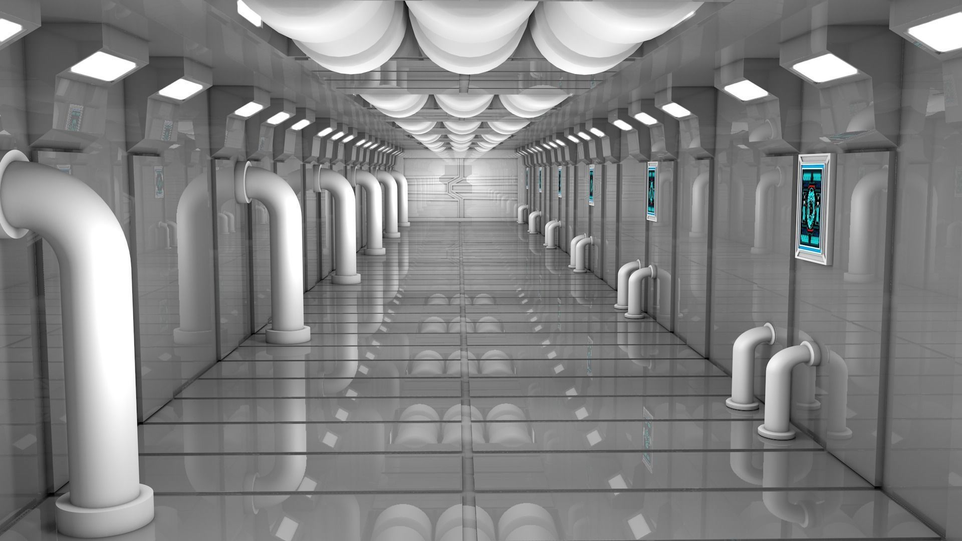 Sci Fi Corridor 3D model_2