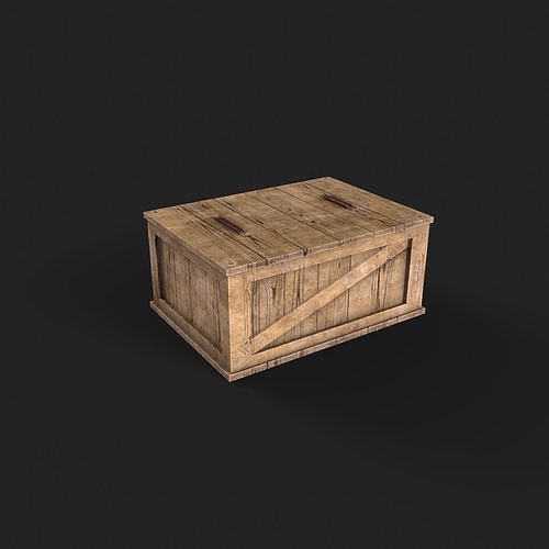 Wood box PBR Low poly  Free low-poly 3D model