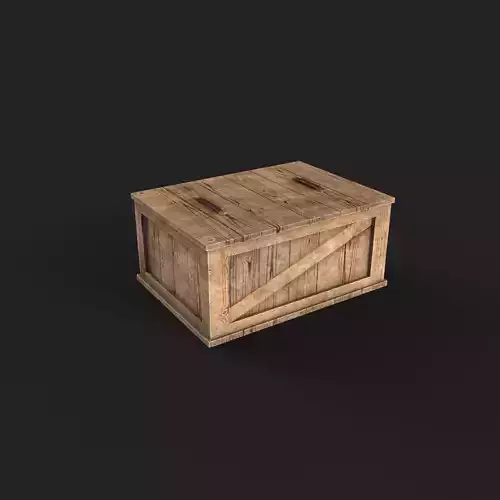 Wood box PBR Low poly 