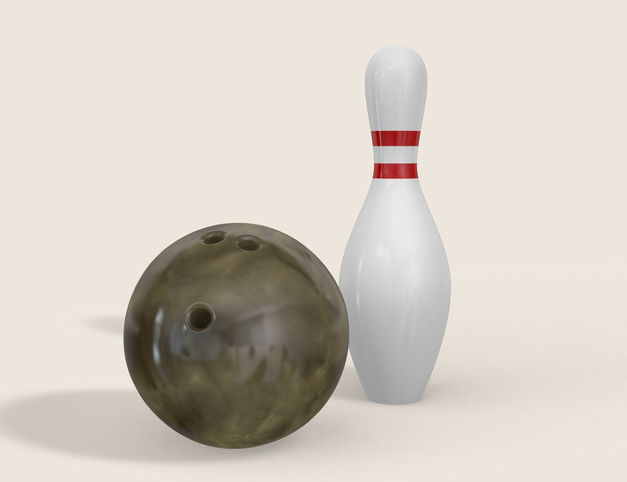 Bowling Ball and Pin 3D model_3