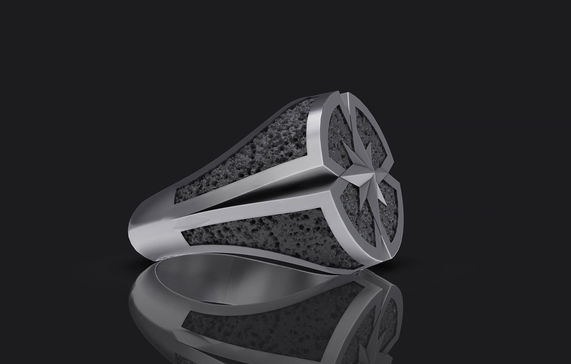 star signet ring 3D print model  3D print model_1