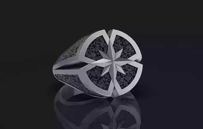 star signet ring 3D print model  3D print model