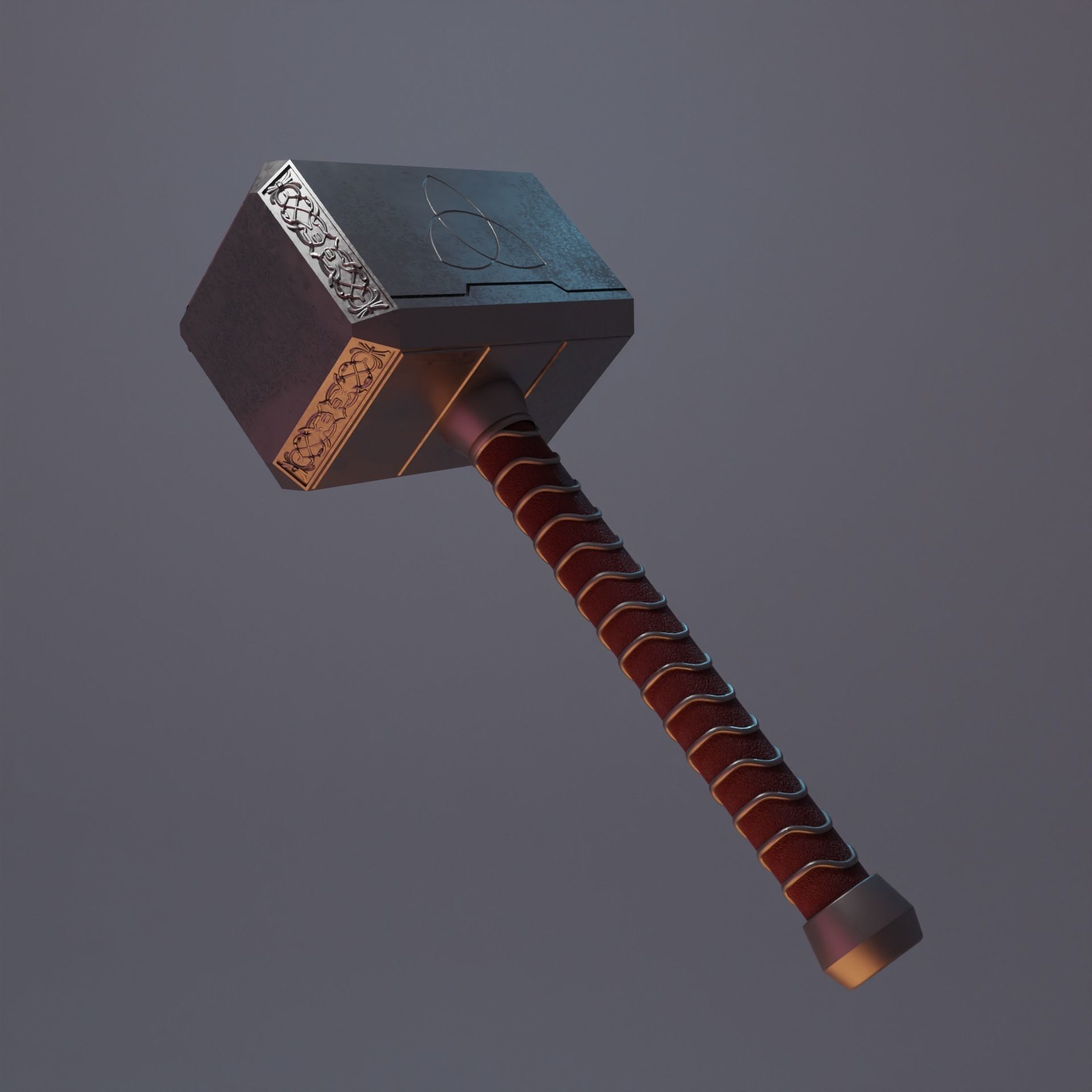 Thors hammer Low-poly 3D model_1