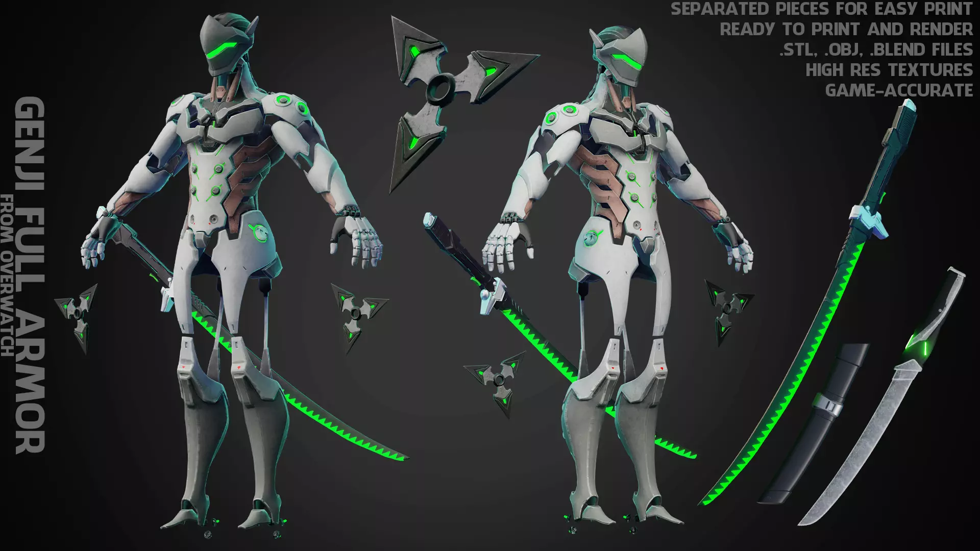 Overwatch Genji FULL Armor for Cosplay 3D print model 3D Model Collection_0