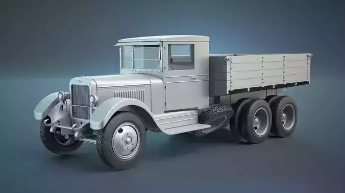 ZIS-6 Flatbed Truck High-Poly