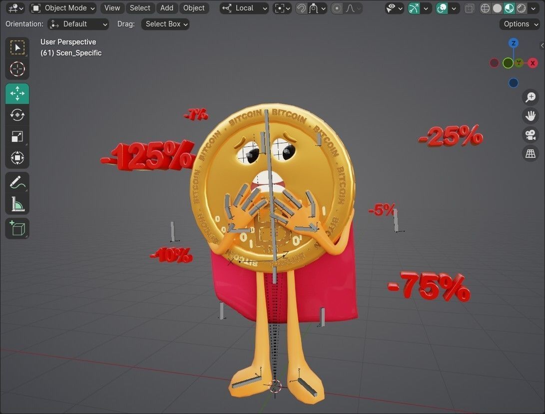 Bitcoin FUD Animated Reaction Low-poly 3D model_14