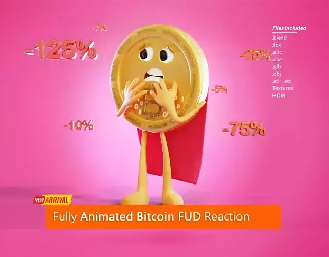 Bitcoin FUD Animated Reaction Low-poly 3D model