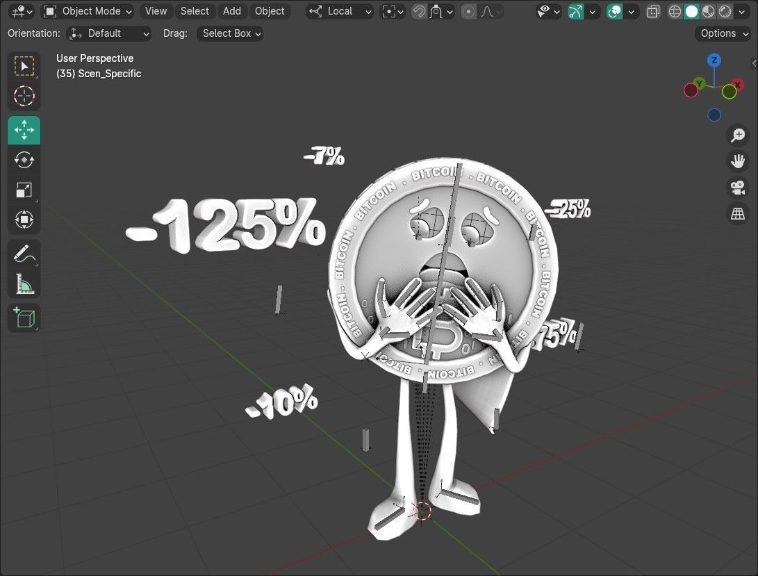 Bitcoin FUD Animated Reaction Low-poly 3D model_13