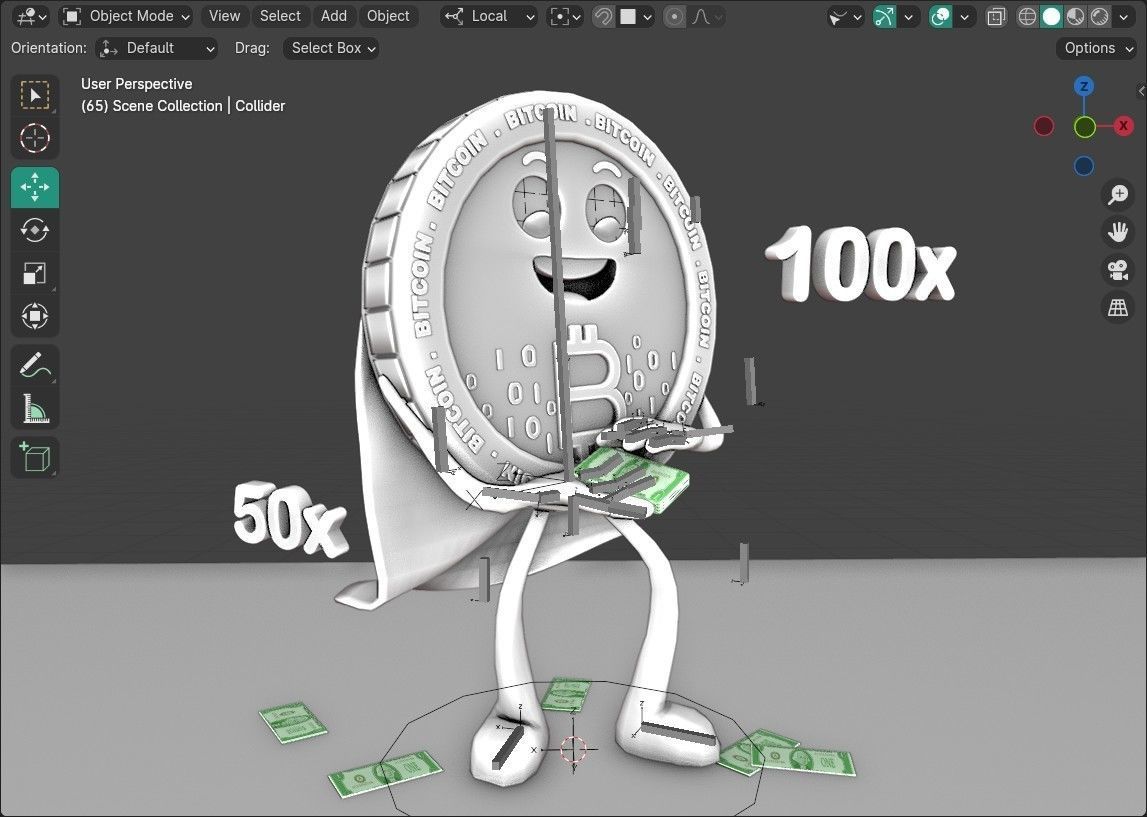 Bitcoin Cash Animated Reaction Low-poly 3D model_10