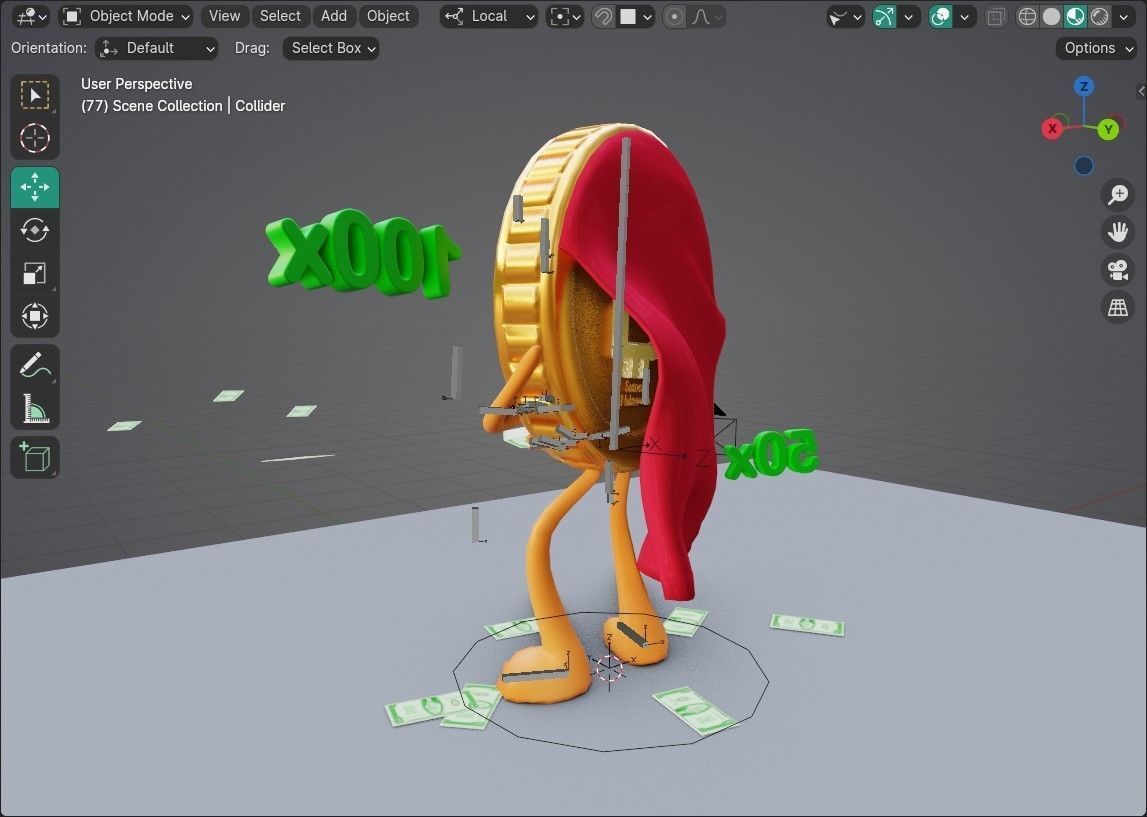 Bitcoin Cash Animated Reaction Low-poly 3D model_9