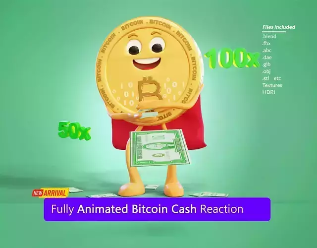 Bitcoin Cash Animated Reaction Low-poly 3D model