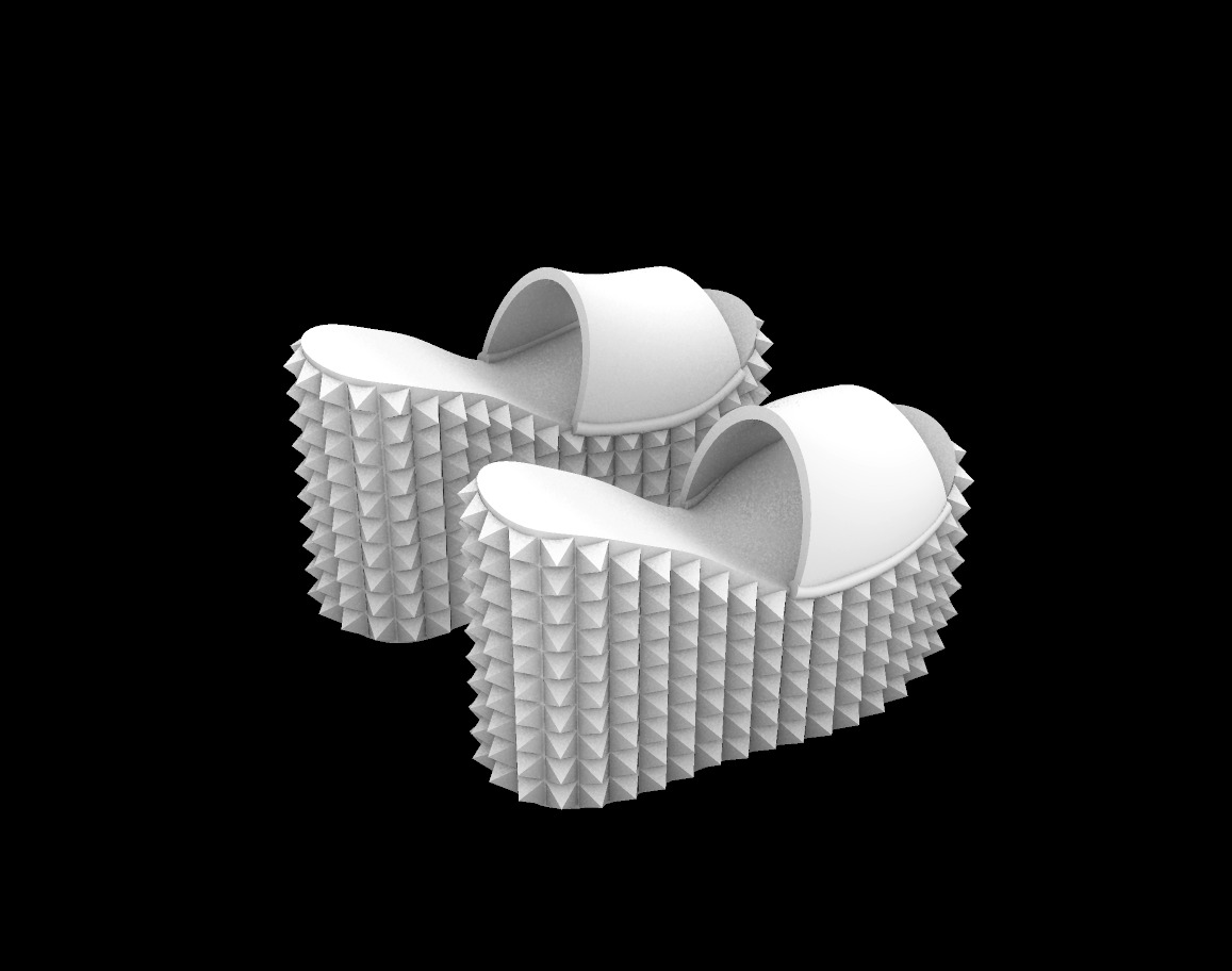 Studded platform sandals stl file gothic shoes digital punk   3D print model_4