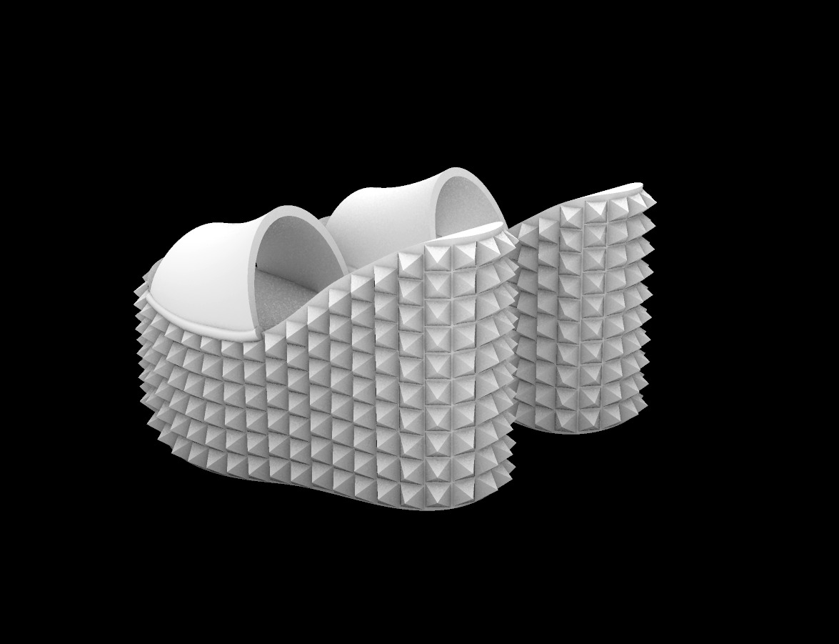 Studded platform sandals stl file gothic shoes digital punk   3D print model_1