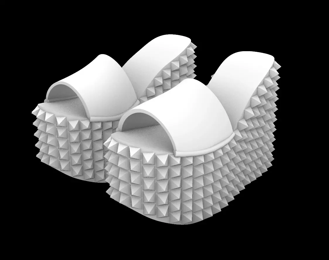 Studded platform sandals stl file gothic shoes digital punk   3D print model_0