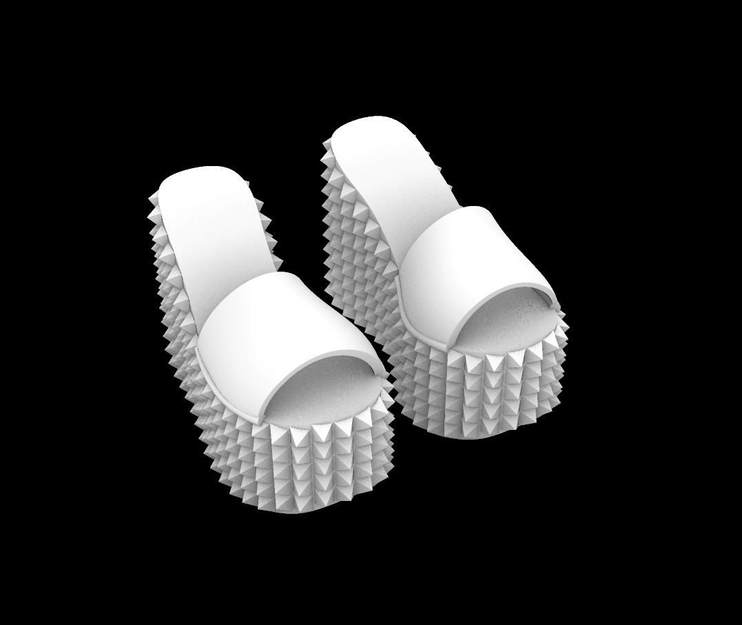 Studded platform sandals stl file gothic shoes digital punk   3D print model_3