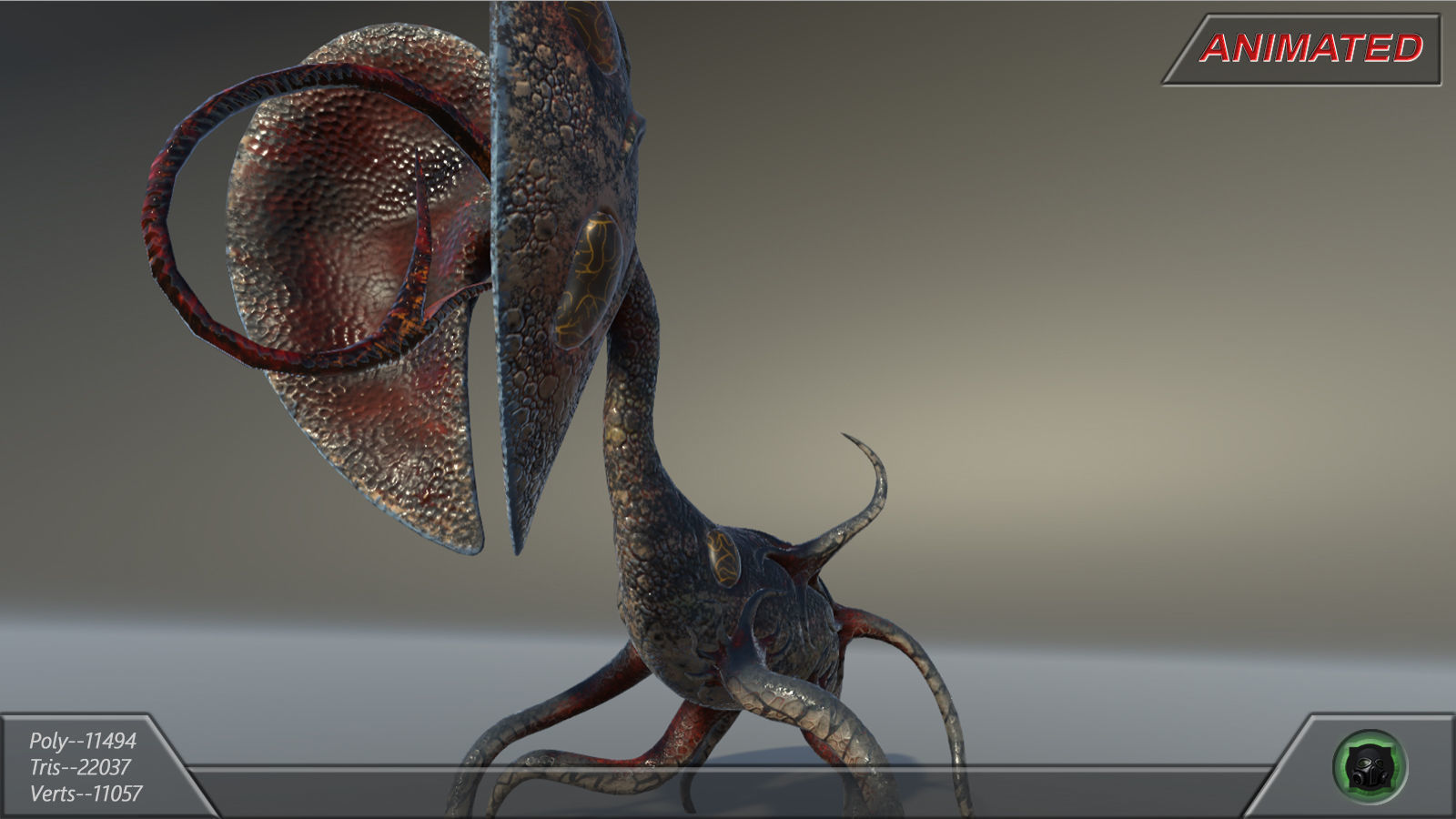 Alien flora plant 39 Low-poly 3D model_10