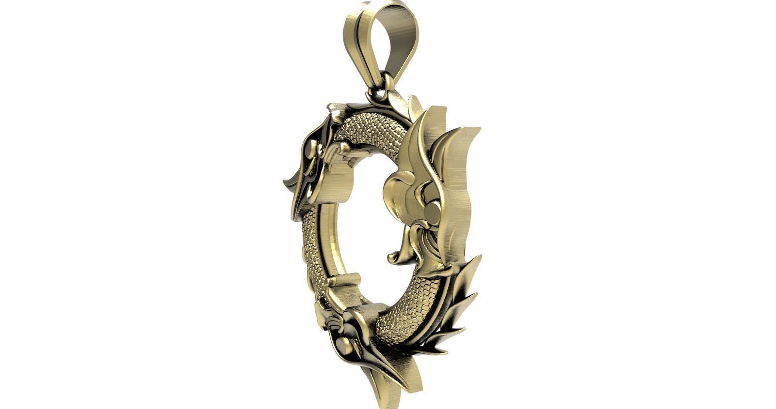Viking dragon pendant 3D print model_1