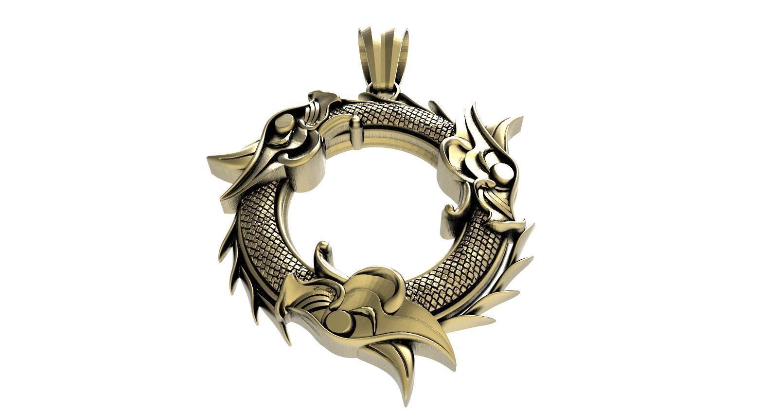 Viking dragon pendant 3D print model_3